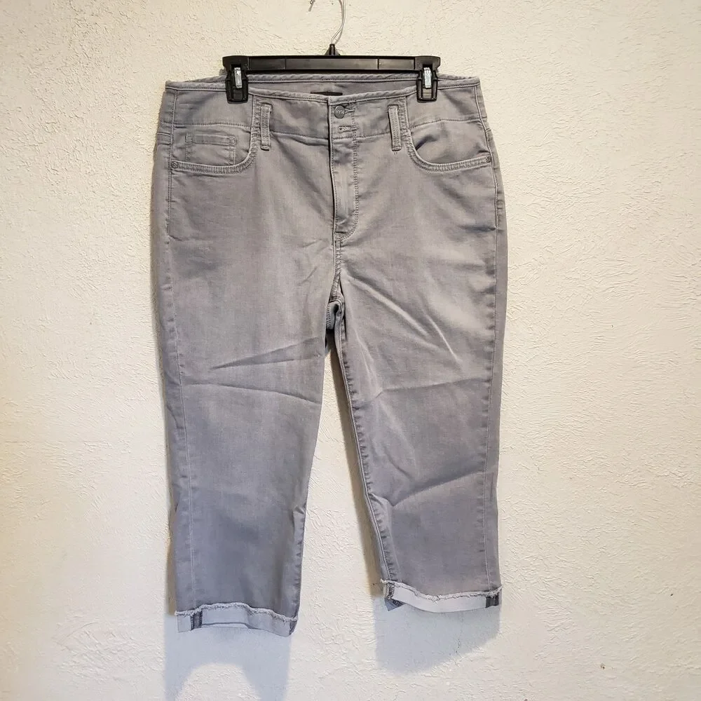 NYDJ Marilyn Straight Gray Crop Capris Jeans Womens 14